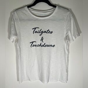 Draper James Tailgates & Touchdowns white graphic tshirt sz S preppy collegiate